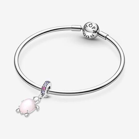 Pandora Murano Glass Pink Sea Turtle Dangle Charm - Compatible Moments Bracelets - Jewelry for Women - Gift for Women - Made with Sterling Silver & Man-Made Crystal, With Gift Box in Saudi Arabia