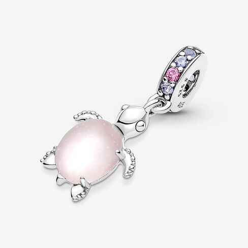 Pandora Murano Glass Pink Sea Turtle Dangle Charm - Compatible Moments Bracelets - Jewelry for Women - Gift for Women - Made with Sterling Silver & Man-Made Crystal, With Gift Box in Saudi Arabia