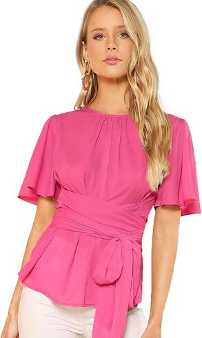 بلوزة نسائية من الشيفون كاجوال بأكمام قصيرة من Romwe in Kuwait