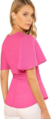 بلوزة نسائية من الشيفون كاجوال بأكمام قصيرة من Romwe in Kuwait