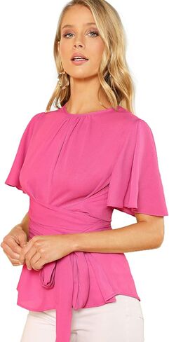 بلوزة نسائية من الشيفون كاجوال بأكمام قصيرة من Romwe in Kuwait