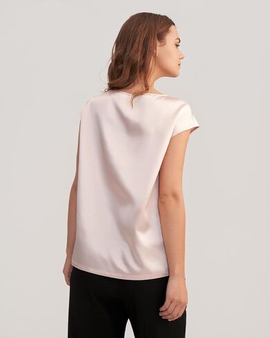 LilySilk Silk Blouse for Women Short Sleeve Summer Cool Comfy Charmeuse Silk Tops for Ladies in Saudi Arabia