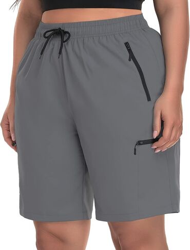 SEKINO Women's Plus Size Hiking Cargo Shorts Lightweight Quick Dry Summer Shorts Athletic Outdoor Shorts Zippered Pockets in Kuwait