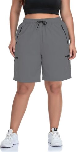 SEKINO Women's Plus Size Hiking Cargo Shorts Lightweight Quick Dry Summer Shorts Athletic Outdoor Shorts Zippered Pockets in Kuwait