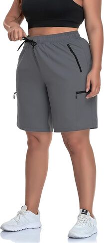 SEKINO Women's Plus Size Hiking Cargo Shorts Lightweight Quick Dry Summer Shorts Athletic Outdoor Shorts Zippered Pockets in Kuwait