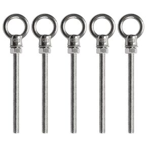 Eyebolts 3/8" X 4" Stainless Eye Bolts with Nuts - Stainless Steel Marine Grade Shoulder Can Be Used in Multiple Scenarios -5 Pack