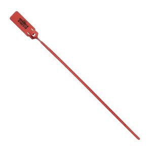 ELC PULLOCK Seals 060RIML128PPRD Adjustable Length Pullock Seals 8.5" with Barcode 128 in Polypropylene, Red Color, 8.5" Length,0.25" Thick (Pack of 250)