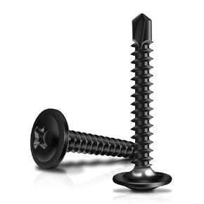 200Pcs #10 x 1/2" Black Self Tapping Screws for Metal, 410 Stainless Steel, Sheet Metal Screws for Metal, Self Tapping Metal Screws Black Quick Tapping