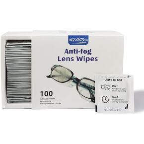 Anti-Fog Wipes for Glasses(100-pack), Individually Wrapped, Pre-Moistened, Quick-Dry, Streak-Free Anti Fog Lens Wipes for Eyeglass, Goggles, Phone, Camera Lens,Laptop Screens