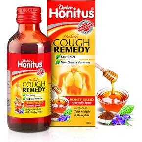Dabur Honitus Herbal Cough Remedy Ayurvedic Syrup, 3.38 fl oz