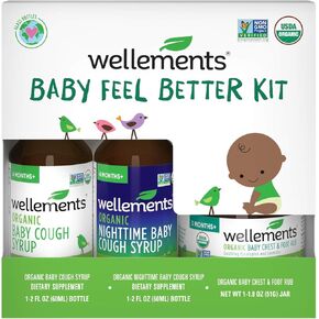Wellements Organic Baby Feel Better Kit | Organic Baby Cough Syrup, Organic Nighttime Baby Cough Syrup, Organic Baby Chest & Foot Rub, Soothing Cough Relief for Babies | USDA Organic,4 Months+
