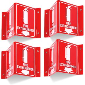 T&R Fire Extinguisher Sign, Fire Extinguisher with Down Arrow - 4 Pack - 8 x 6 Inches Acrylic, 4 pre-drilled holes, Includes Matching Screws, Use for Home Office/Business