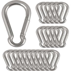 20Pcs 4" Safety Spring Snap Hook, M10 3/8" Carabiner Quick Link Snap Hooks for Camping Hiking, 770LBS Holding Capacity Heavy Duty Steel Carabiner Clip Buckle for Swing Hammock Gym Outdoor
