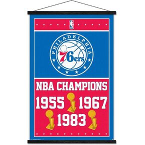Trends International NBA Philadelphia 76ers - Champions 15 Wall Poster, 22.375" x 34", Premium Print and Black Hanger Bundle