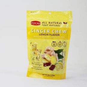 Pocas Ginger Chew Lemon Flavor 8 Ounce Bag