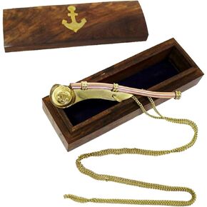 Nautical Mariner Boatswains Whistle Chain Bosun Pipe Nautical Collection With Wooden Box Rustic Vintage Home Decor Gifts