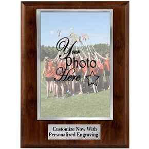 Crown Awards Custom Photo Plaques - 8x10 Vertical Photo Frame Plaque With Silver Photo Cover and Personalized Engraving Prime