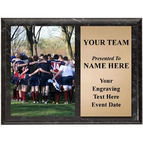 Crown Awards 12 x 9 Black Marbleized Horizontal Team Photo Plaque Award, Coach Appreciation Gifts Prime