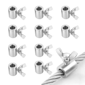 10Pcs New Upgraded Wire Rope Cable Clamps/Wire Rope Clips, Stainless Steel Safer and Stronger (Wire Hole 3mm)
