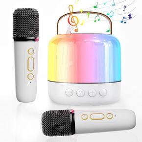 Mini Karaoke Machine for Kids Adult: 2MIC Portable Bluetooth Speaker with Wireless Microphone - Karaoke for Girls Age 4 5 6 7 8 9 10 11+ Year Old Birthday Christmas Party Gifts Supplies (2 MIC)
