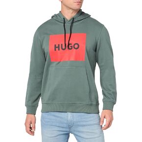 HUGO Men's Regular Fit Square Logo Hooded Jersey Sweatshirt