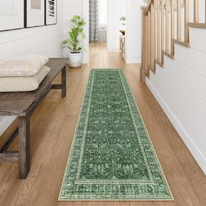 Lahome Kitchen Rugs Non Slip Washable, 2x6ft Hallway Runner Rug with Rubber Backing, Vintage Floral Rug Runners for Hallways, Black Bordered Carpet Runner for Entryway Indoor, Laundry, Bedroom