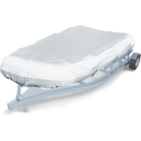600D Marine Grade Fade and Tear Resistant Dinghy Cover, Heavy Duty Waterproof and Sunproof Inflatable Boat Cover, Silver (Up to 9.5' Long)