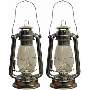 Silver Hurricane Kerosene Oil Lantern Emergency Hanging Light / Lamp - 12 Inches (2)