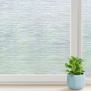 DOWELL Window Privacy Film, Frosted Glass Window Film, Non Adhesive Static Window Clings, Opaque Window Vinyl, UV Blocking Glass Sticker Covering for Home Office, 17.5 x 59 inches