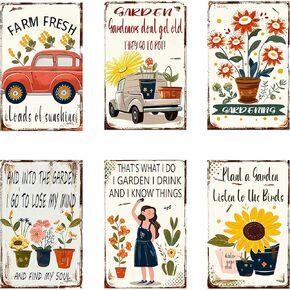 مجموعة عتيقة من البستنة مقاس 8 × 12 بوصة مكونة من 6 علامات معدنية للفناء والقصدير وعلامات للحديقة وديكورات منزلية للحفلات وملصقات من الألومنيوم لديكور جدران المنزل in Kuwait