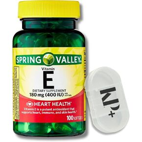 Spring Valley, فيتامين هـ، مكمل غذائي، كبسولات هلامية فيتامين هـ 400 وحدة دولية، 180 مجم، 100 حزمة مع علبة حبوب منع الحمل