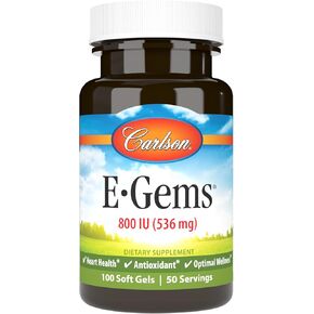 Carlson - E-Gems 800 IU (536 mg), Natural-Source Vitamin E, Optimal Wellness, 50 Soft Gels