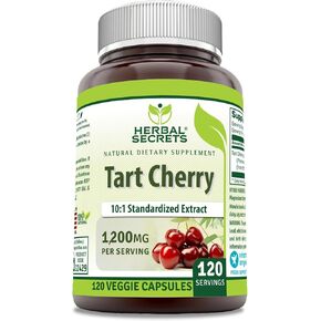 Herbal Secrets Tart Cherry 10:1 Standardized Extract Supplement | 1200 Mg Per Serving | 120 Veggie Capsules | Non-GMO | Gluten Free | Made in USA (1 Pack, 120)