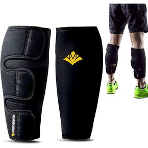 MANUEKLEAR Deadlift Shin Guards, Quick On and Off Shin Splint Brace, Adjustable Weightlifting Calf Brace for Keep Knurling On The Bar from Fragging Across Shins (Pair)