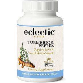Eclectic Institute Raw Fresh Freeze-Dried Non-GMO Turmeric and Pepper | 90 CT (430 mg)
