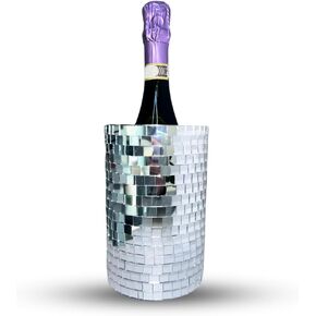 دلو مبرد النبيذ Sip & Shimmer Disco Ball - مبرد النبيذ والشمبانيا - إكسسوارات النبيذ - كرة الديسكو - هدية النبيذ