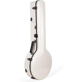 Crossrock Fiberglass Banjo Case Fits 5-String Resonator Styles, with Interior Compartment, Backpack Straps, Hygrometer, TSA Lock-Milky White (CRF2023BJMW)