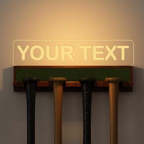 Lampeez Light Up Baseball Bat Display Hanger Wall Mount, Solid Wood Bat Holder with USB Powered for 4 Bats Storage, Gift for Sports Baseball Players