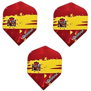 DESIGNA Spain Flag Holographic Patriot Dart Flights, Coat of Arms Pillars of Hercules, 75 Micron (3 Sets - 9 Flights)