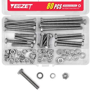 YEEZET 620PCS M4 M5 M6 Heavy Duty Bolts and Nuts Assortment Kit, 304 Stainless Steel, includes 13 Most Common Sizes