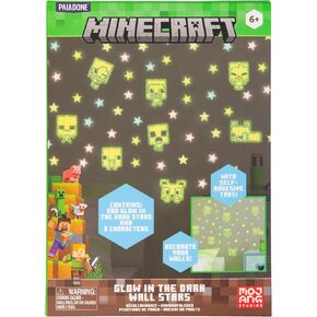 Minecraft Official Licensed Glow in The Dark Wall Decal Stars, Kids Room Wall Decals, Reusable Decorations, Playroom and Bedroom Gaming Decor and Gift | Paladone