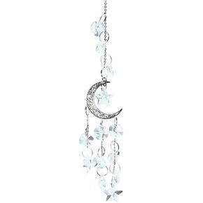Crystal Chandelier Wind Chime, Moon Satr Hanging Crystal Ornament Suncatcher for Patio Garden Home Decoration (Gold)