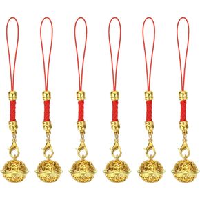 uxcell Cellphone Strap Pendant, Jingle Bells Cellphone Hanging Bells Keychains Lanyards Wrist Strap Decor for DIY Craft, Backpack, Camera Purse