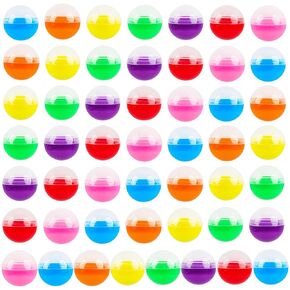 Framendino, 50 Pack Colorful Empty Round Capsules Vending Machine Capsules 1.1" Plastic Gumball Machine Containers for Party Favor Prize