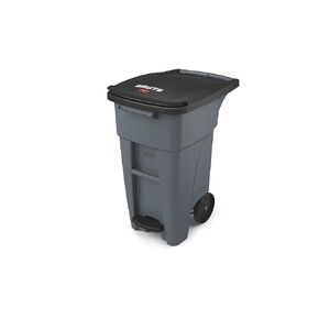 Rubbermaid Commercial Products Brute Step-On Rollout Trash/Garbage Can/Bin with Wheels, 65 GAL, for Restaurants/Hospitals/Offices/Back of House/Warehouses/Home, Gray (1971968)