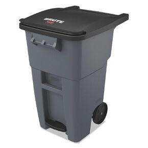 Rubbermaid Commercial Products Brute Step-On Rollout Trash/Garbage Can/Bin with Wheels, 65 GAL, for Restaurants/Hospitals/Offices/Back of House/Warehouses/Home, Gray (1971968)