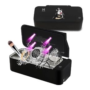 Ultrasonic Jewelry Cleaner Machine 17 oz(500ML) 48KHz, Ultrasonic Cleaner Machine UV with 3 Digital timer, Professional Sonic Cleaner for Glasses, Ring, Earring, Makeup Brush, Dentures (QXI-13-01BY)