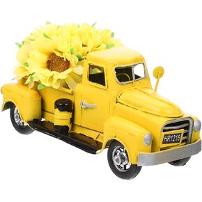 Bee Festival Decoration Flower Truck Decor Spring Decorations for Home Truck Sunflower Centerpiece Faux Flower Arrangements Silk Flower Arrangements Rustic Vase Iron Car Table