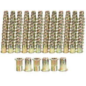 Rivet Nuts, DICASAL 50 PCS M12 Metric Flat Head Threaded Insert Nuts Kit, Zinc Plated Carbon Steel Rivnut Nutserts Kit for Plastic Fiberglass Metal