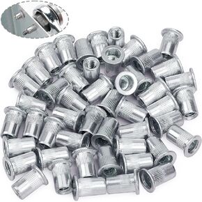 100PCS 1/4-20UNC Rivet Nuts, Aluminum Flange Threaded Insert for Boats, Automobiles
